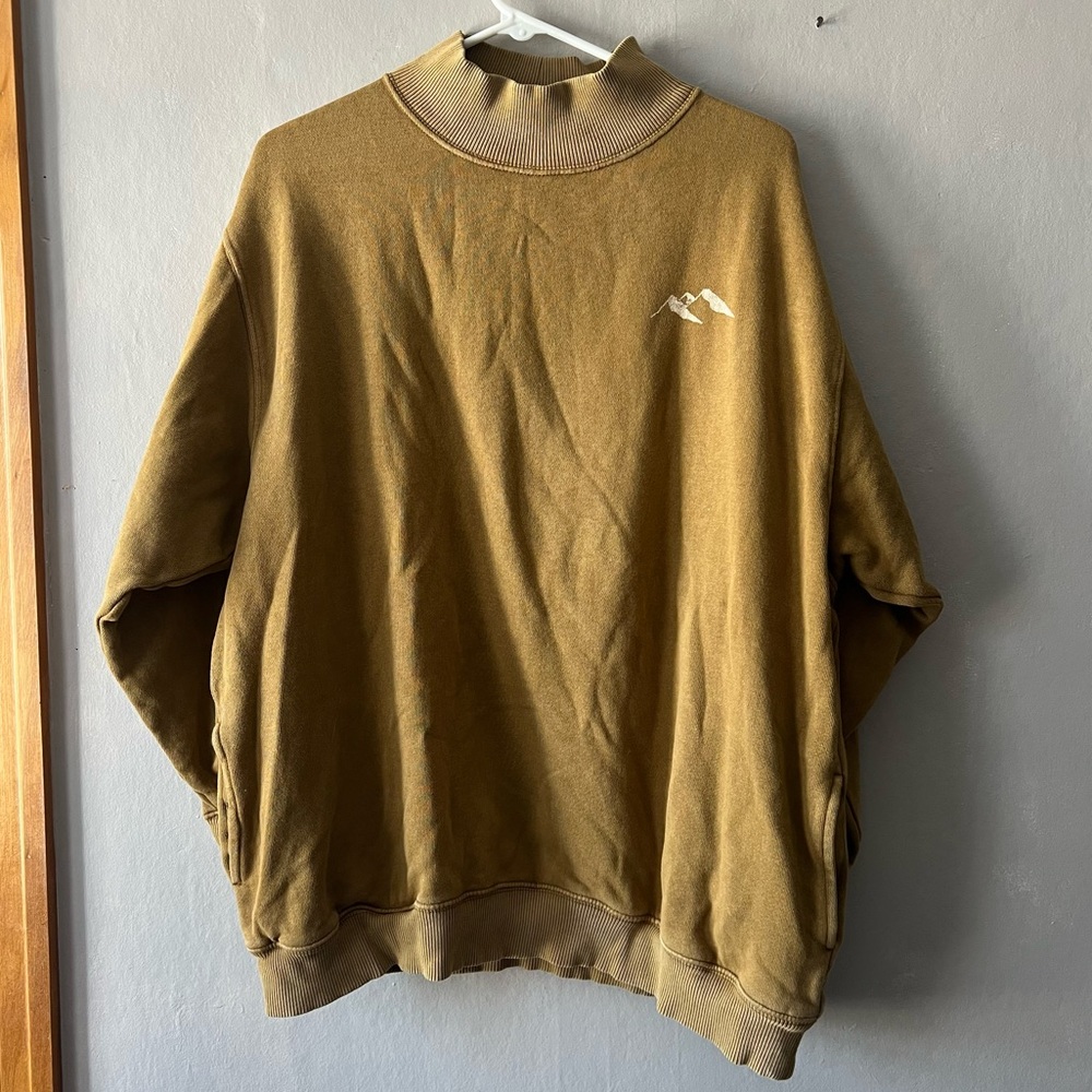 Aerie Golden Brown Mountain Season Mock Neck Sweatshirt Size Large